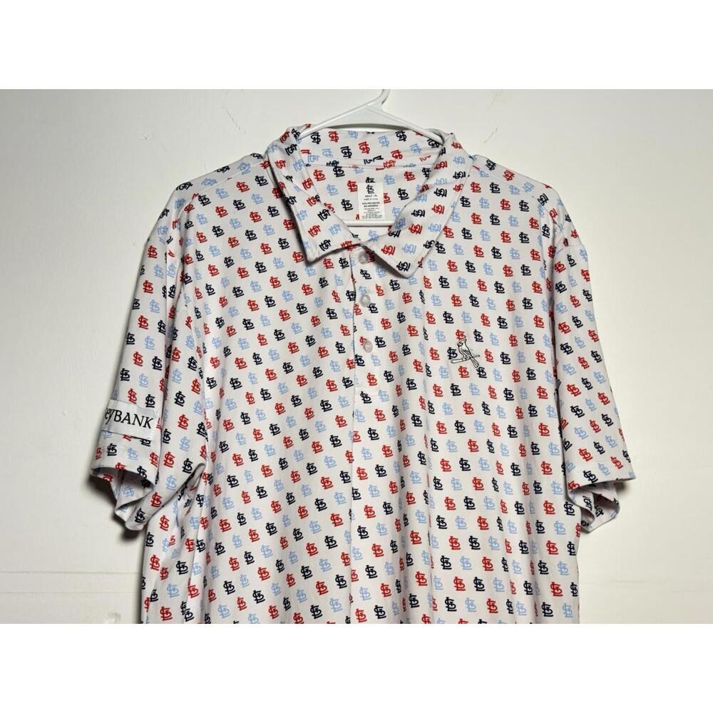 St. Louis Cardinals All Over Print Polo Shirt Mens XL Dri Fit Loose Fit Casual